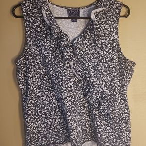 Chap Sleeveless Floral Ruffle Blouse Top PXL
